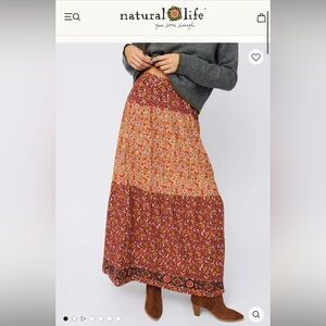 NWT NATURAL LIFE Camille Embroidered Maxi Skirt